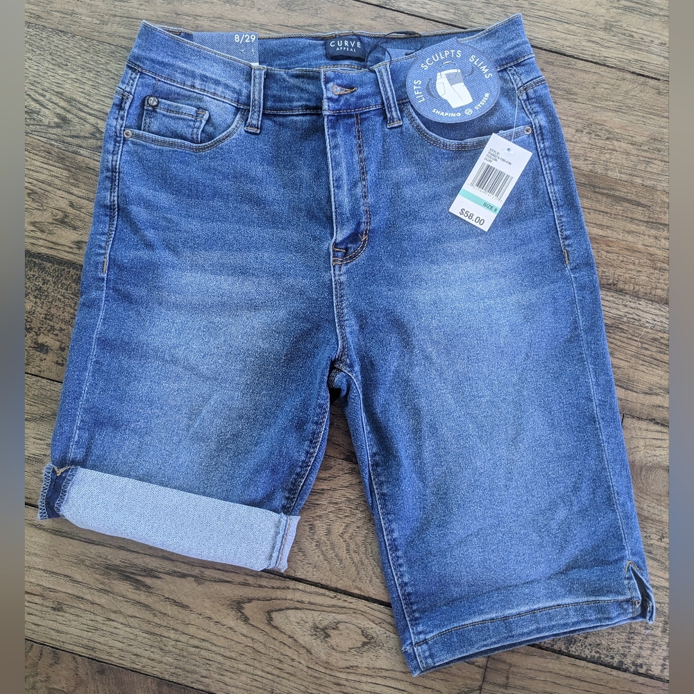 Curve Appeal Knee Length Jean Shorts